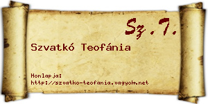 Szvatkó Teofánia névjegykártya